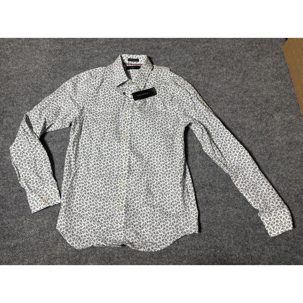 Banana Republic Shirt Mens S White Floral Long Sleeve Non-Iron Button-Up Casual